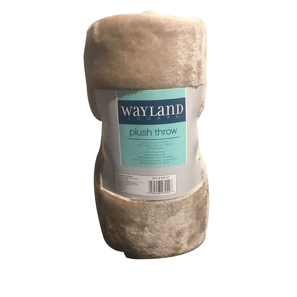 Wayland Square Plush Throw Blanket Tan 50" X 60"